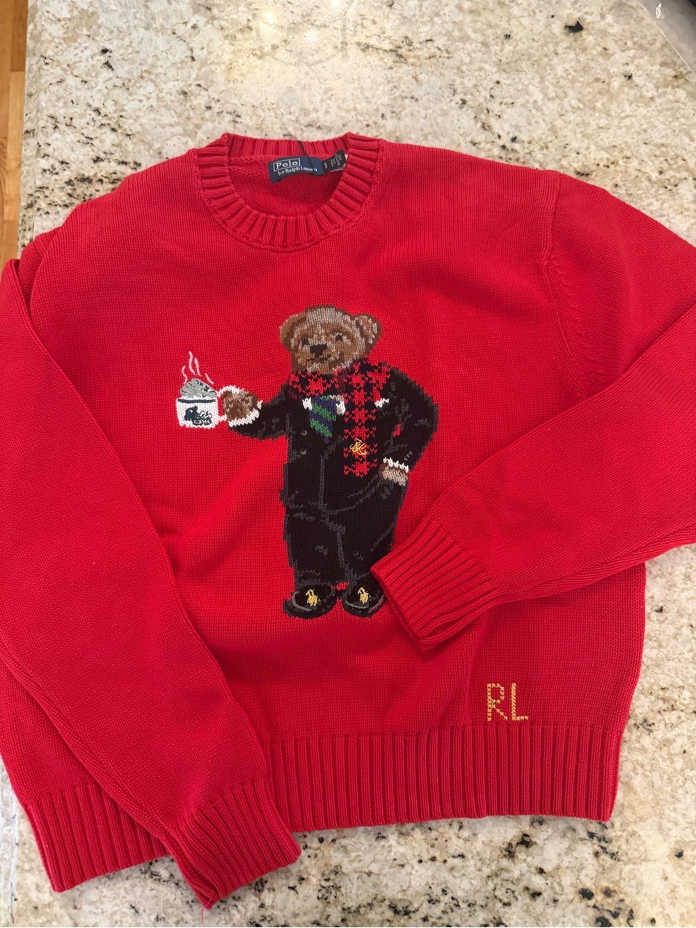 Ralph Lauren Red Bear Intarsia Crewneck Sweater - Picture 3 of 3